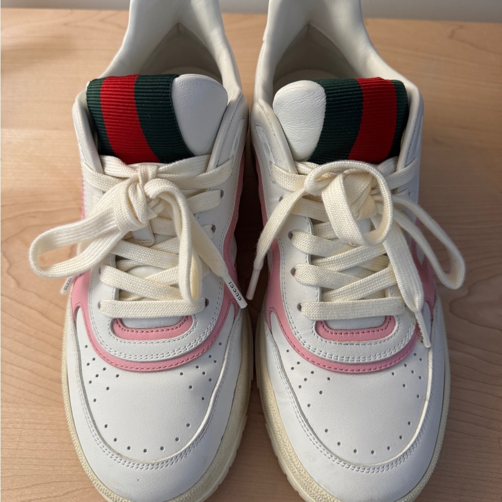 Stylish White and Pink Sneakers